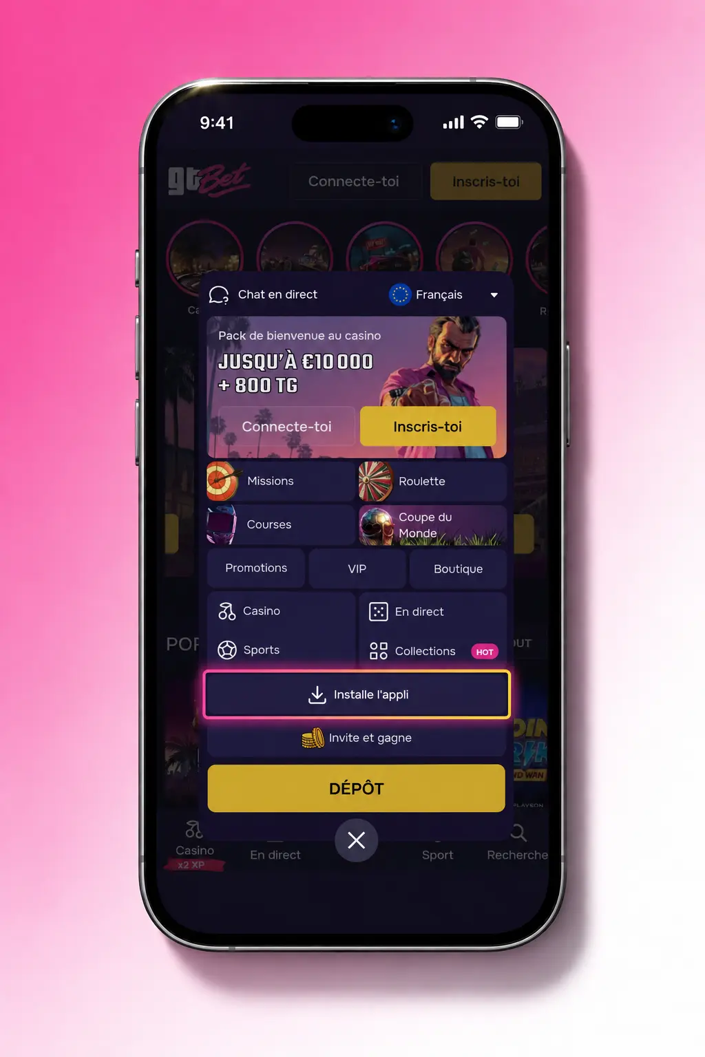 Installation de l'application GTbet Chicken Road sur Android