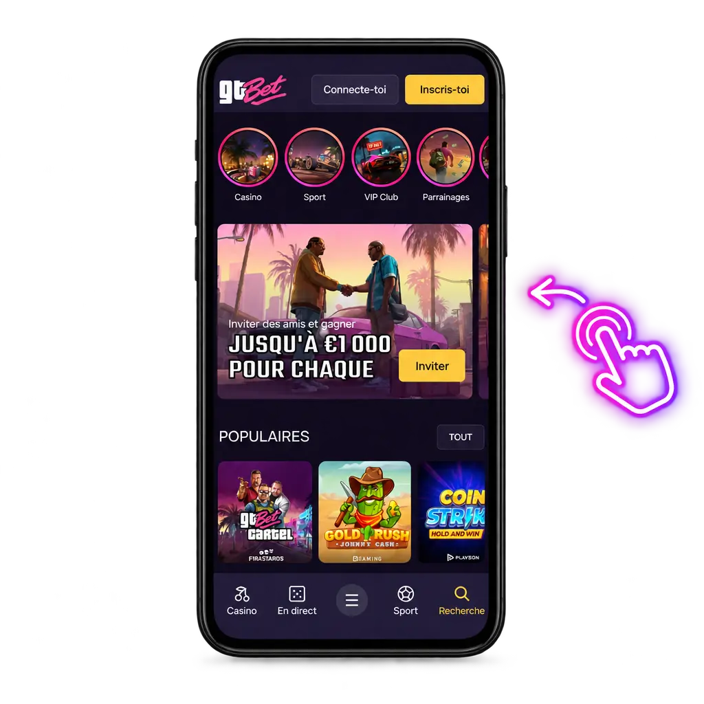 Application GTbet Chicken Road sur smartphone Android et iOS